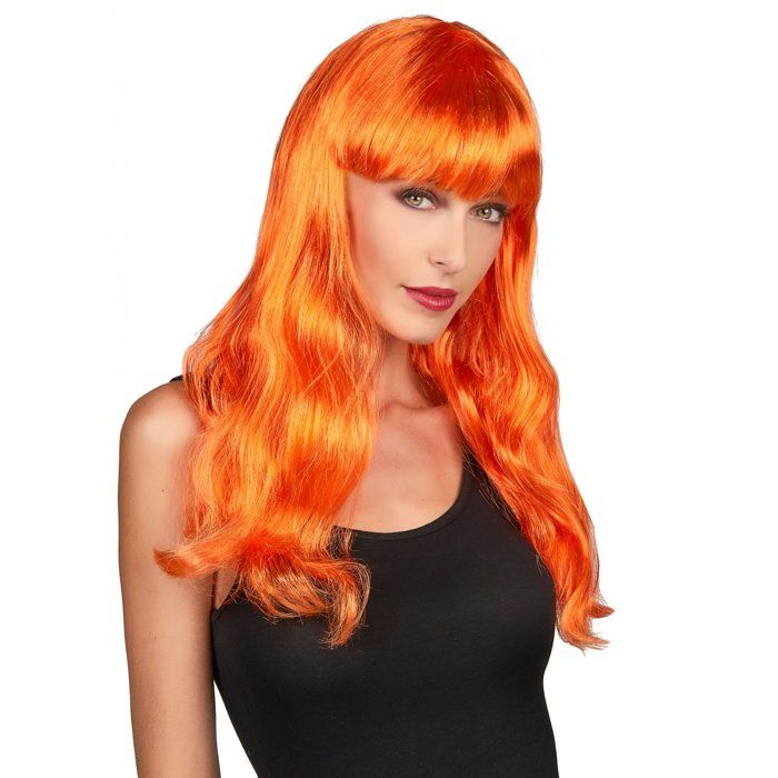 perruque orange longue