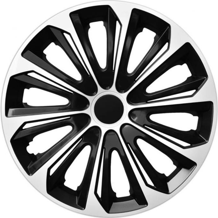 Lot De 4 Enjoliveurs Extra Forts Vert/noir 14" - ABS Incassable, Fixation Sans Outil