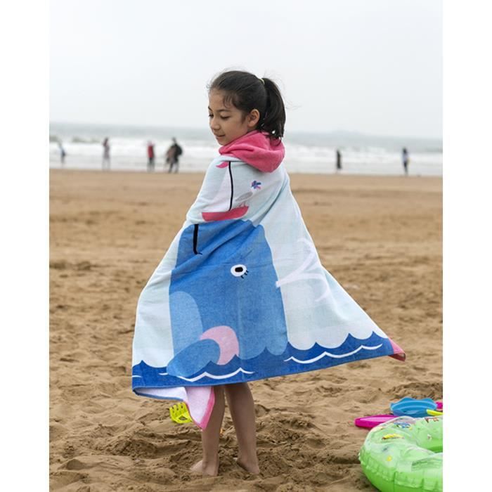 Enfants Serviette De Plage Drap De Plage Pour Enfants 100 Coton Serviette De Dessin Anime Natatio Dauphin Rose 76cm Cdiscount Maison