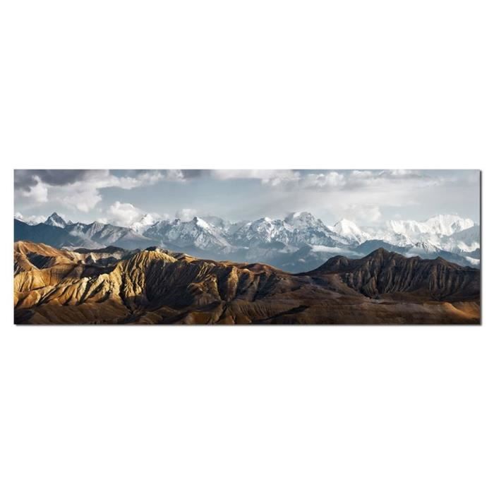 Tableau Toile Grand Format 100x70 Cm - Paysage Montagne Ski Hiver - Décoration Murale Moderne