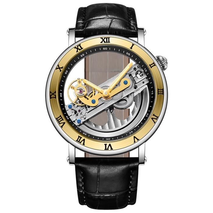 Montre Automatique Fosining Squelette Pour Homme - Boîtier Acier, Mouvement Mécanique, étanche