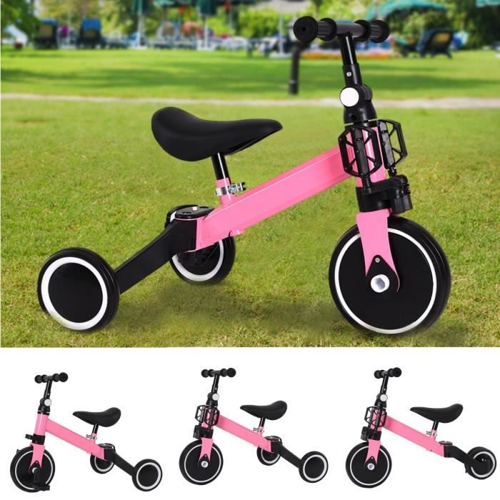 QIFAshma®3 en 1-Vélo Draisienne Tricycle (Rose) Tricycle bébé évolutif 1-4 Ans
