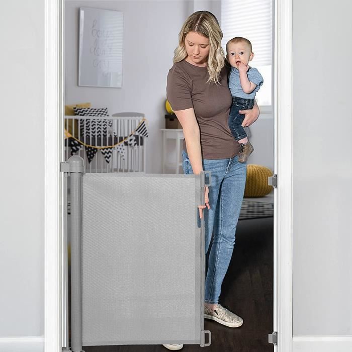 Yoofor Barrière Sécurité Escalier Rétractable Bébés Chiens 0-180 Cm 85 Haut Extensible Opération À Une