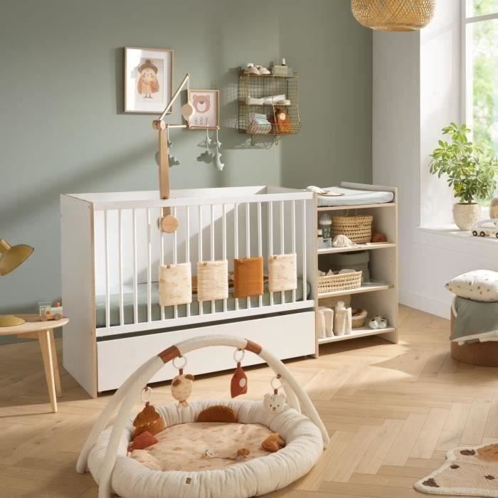 Lit combiné 120x60 évolutif en 90x190 avec étagères chant décor bois - vue 2