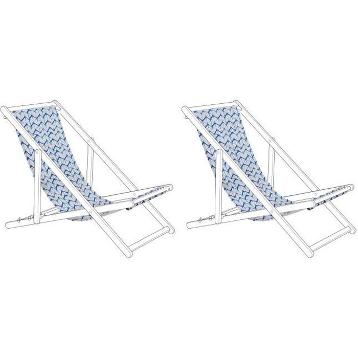 Lot de 2 toiles pour transat ANZIO / AVELLINO motif zigzag bleu / blanc
