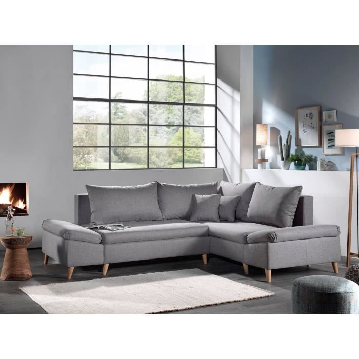 Rosa Canapé D Angle Scandinave Droite Convertible Avec