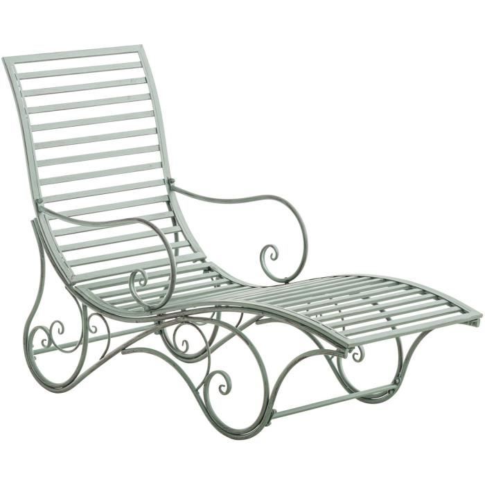 Chaise longue - Amiens - Fer forgé - Vert antique - 1 personne - Pliant
