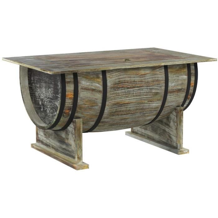 Table Tonneaux de Vin 5084-H Basse Bois 80cm D'Appoint Cuve Étagère à Vintage 