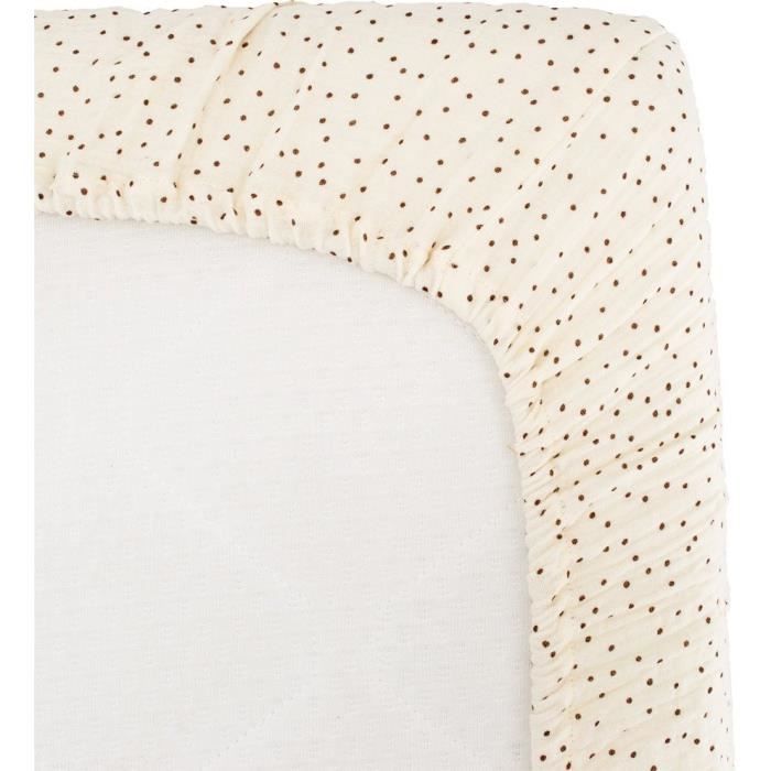 Drap housse lange DOMIVA 60x120 cm Pois Gaze de coton