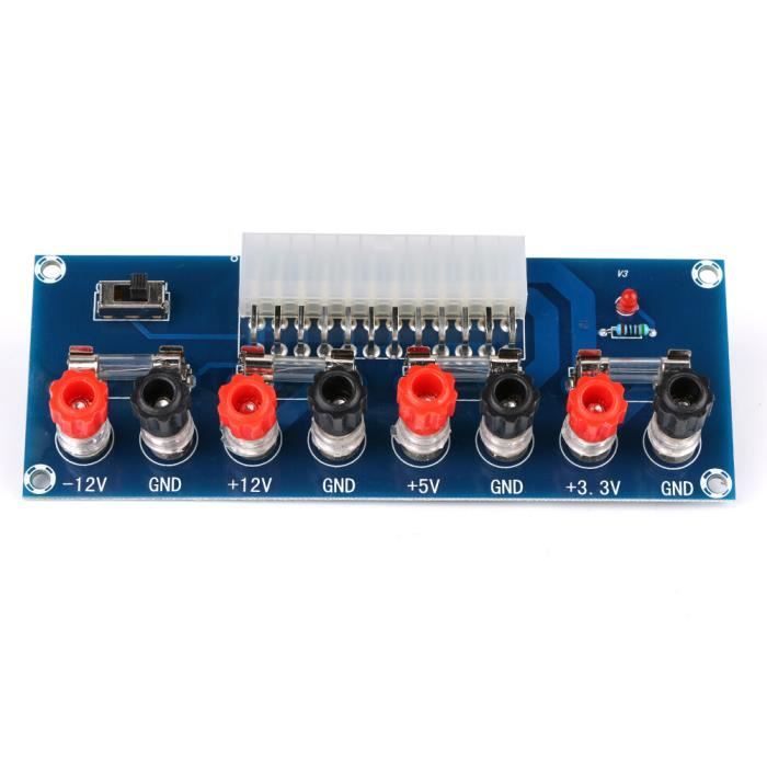 Carte Adaptateur ATX Pour Alimentation PC - Borne De Sortie à Broches - 12V, 5V, 3.3V, -12V, USB - Dimensions 12.8x4.8x1 Cm