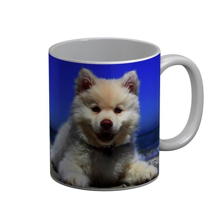 Mug Ceramique Spitz Petit Chien Blanc De Race Chiot Bebe Mignon Plage Cdiscount Puericulture Eveil Bebe