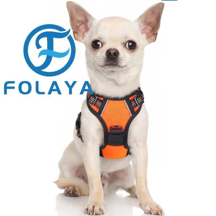 Meilleurs prix pour Harnais Chien Anti Traction Orange XS Harnais Chien avec Poignée Facile à Mettre Gilet Réglable Réfléchissant pour Petit Chien Att