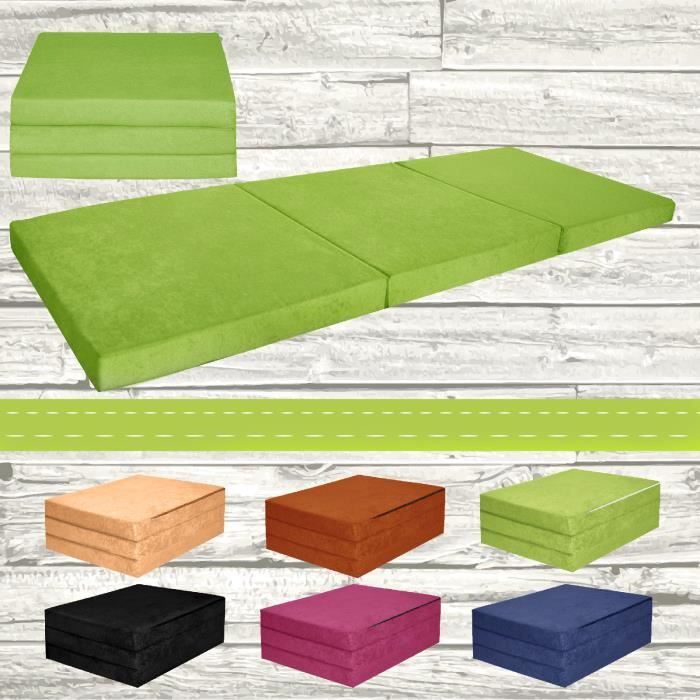 Matelas dappoint pliant - FORTISLINE - 180x65x7 cm - Vert clair - Mousse polyuréthane - 1 place Matelas dappoint pliant - FORTISLINE - 180x65x7 cm - Vert clair - Mousse polyuréthane - 1 place