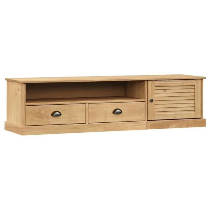 Meuble TV - GAROSA - VIGO - Bois massif de pin - 156x40x40 cm - 2 tiroirs et 1 porte