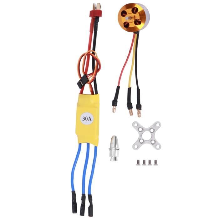 Moteur sans Balais 1400 KV, Kit de Moteur de Drone A2212 10T 30 A ESC pour Quadrirotor 550 RC, Vitesse et efficacité de Livraison de Puissance pour