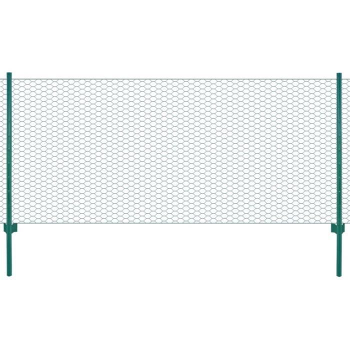 vidaXL Clôture en grillage métallique avec poteaux Acier 25x0 5