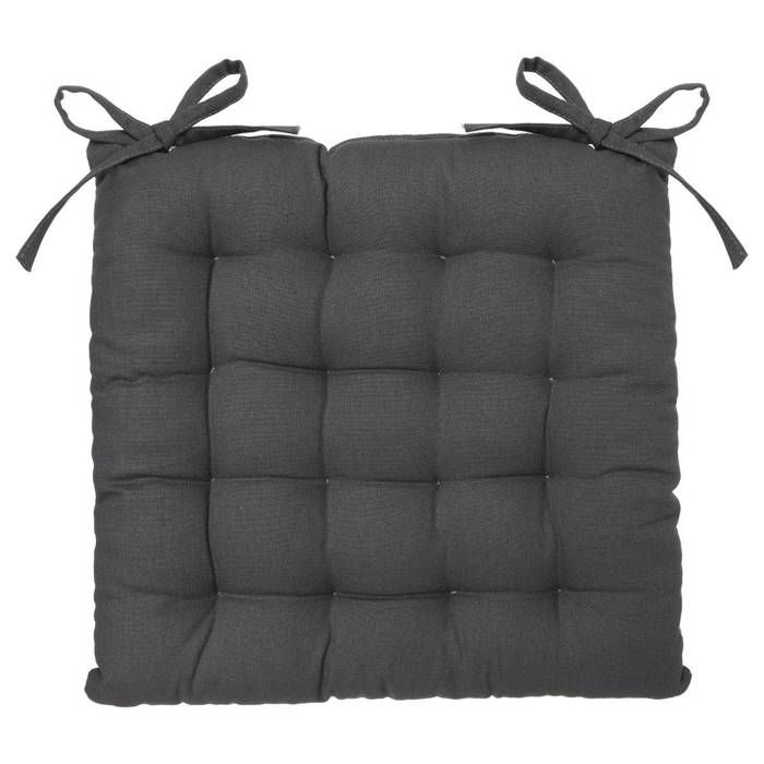 Coussin pour chaise de jardin - HESPERIDE - Gris Foncé - Carré 38x38cm - Coton