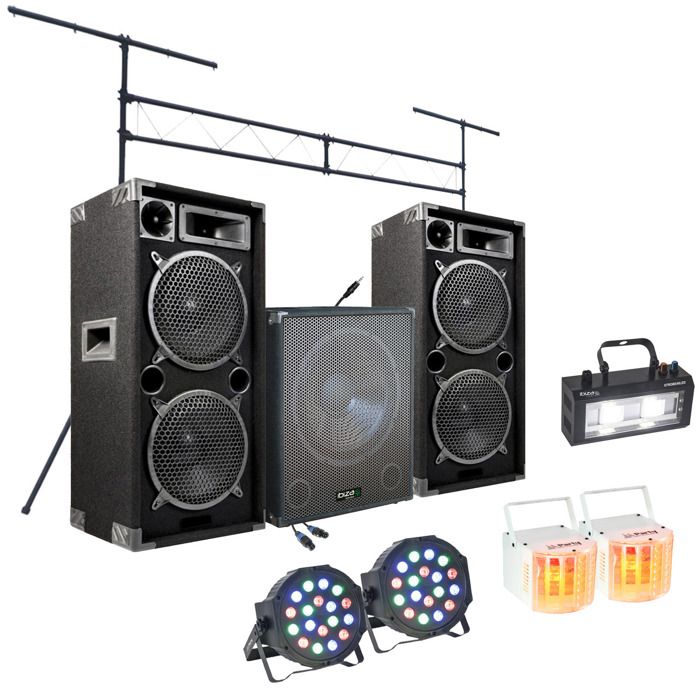 Pack Lumière IBI 8 Effets + Portique 2.80m - Éclairage DJ Soirée Dansante LED