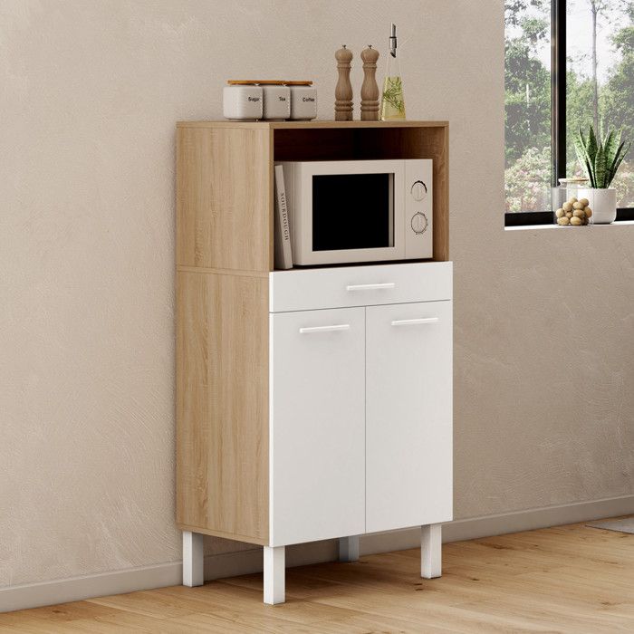 Buffet mi-haut 60 cm 1 tiroir 2 portes blanc