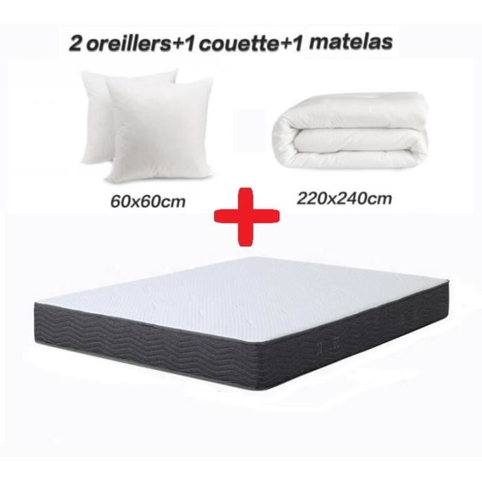 Pack matelas mémoire de forme 160x200 Memo HR + 1 couette 240x220 + 2 oreillers 60x60