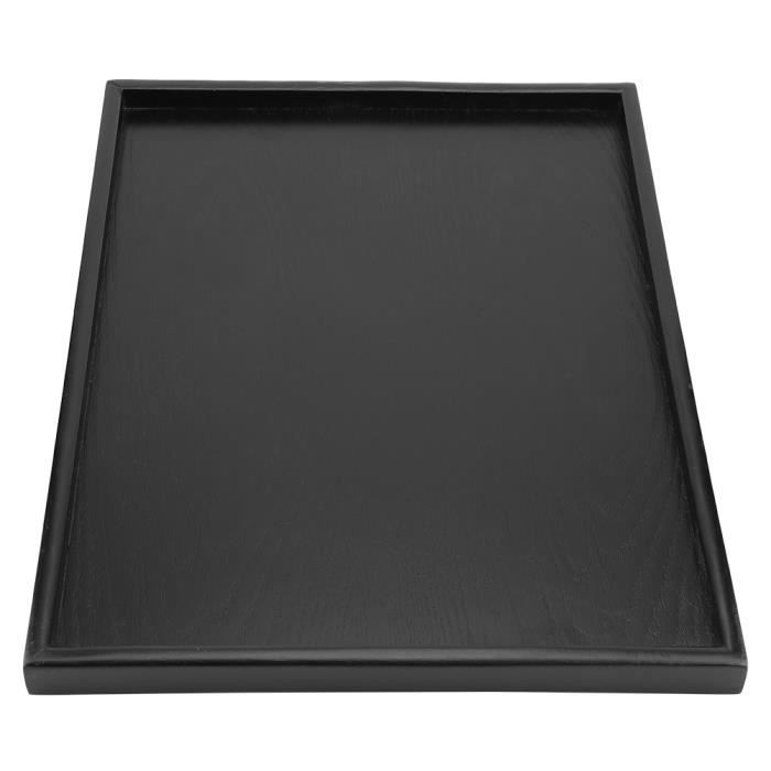 Plateau Rectangulaire Raguso En Bois Massif Noir – 30x30cm, Bords Surélevés, Multifonction Pour Café, Thé, Apéro, Service Ou Déco