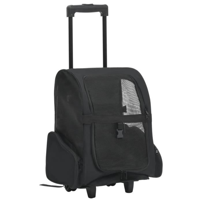 Chariot pour animaux de compagnie - LE SHOP - Noir - Pliable - Tissu lavable - Capacité 10 kg