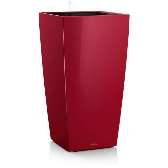 Pot de fleur - LEC - Cubico Premium 40 - Rouge - Avec réserve d'eau - Kit complet