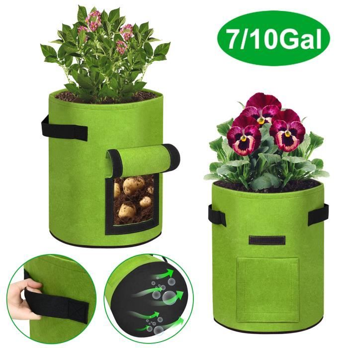 5 Sacs De Plantation 20L Réutilisables Avec Poignées - Pour Tomates, Balcon, Jardinière