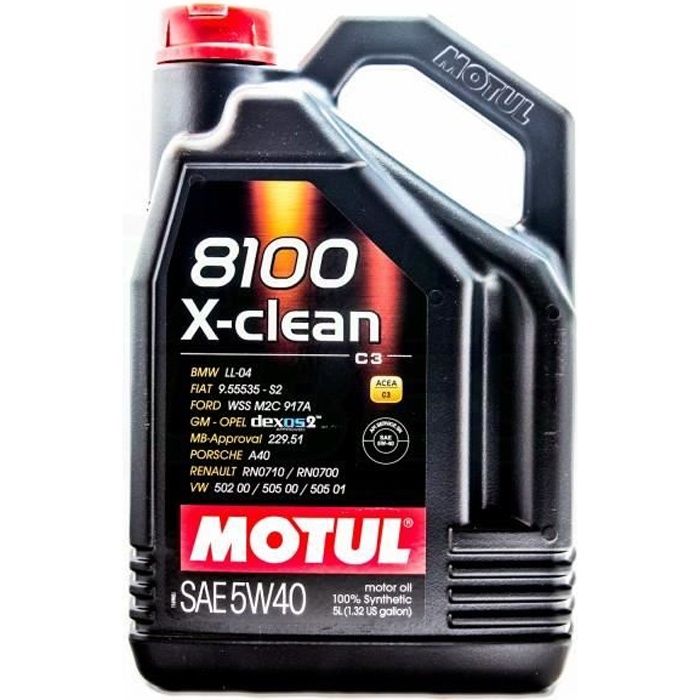 Bidon de 1L d'huile Motul 8100 X-clean 5W-40 ACEA C3 pour automobile auto