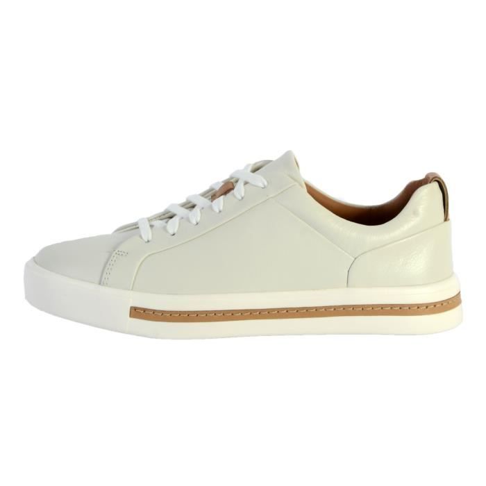Clarks Clarks Un Maui Lace — Baskets basses femme cuir blanc lacets plats confort exceptionnel