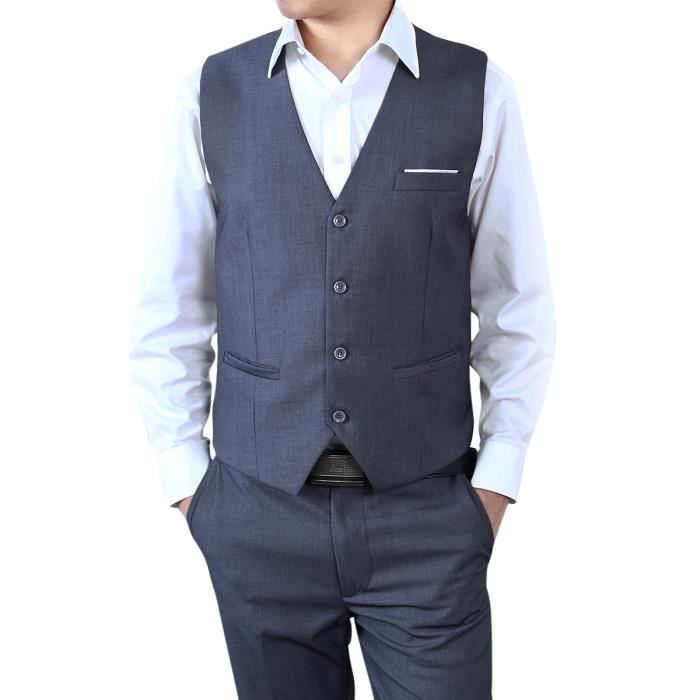 Homme Casual Impression Sans Manche Col V Mince /Él/égant Gilet Costume