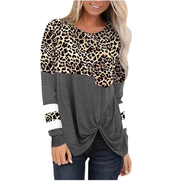 Femmes Plus La Taille Noeud Tops Manches Longues T-shirts Blouse
