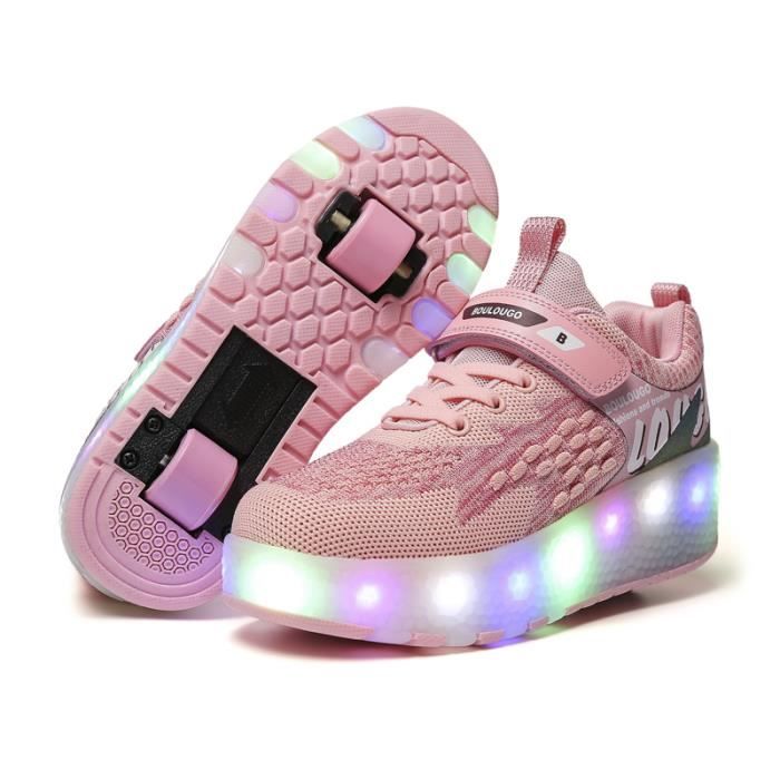 Baskets Enfants LED Chaussures Roller Mesh Skateshoes USB Charge À