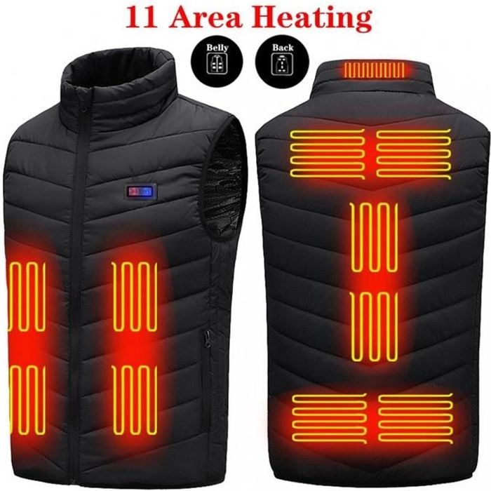 Gilet Chauffant Unisexe XXL - Veste Chauffante Homme Femme Avec Collier Chauffant, 3 Niveaux De Chaleur