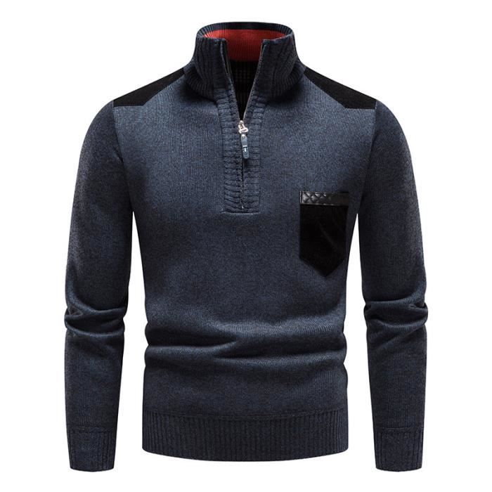 MFH Jersey Pull Homme Fermeture Éclair Au Cou Laine Polaire Doux Chaud