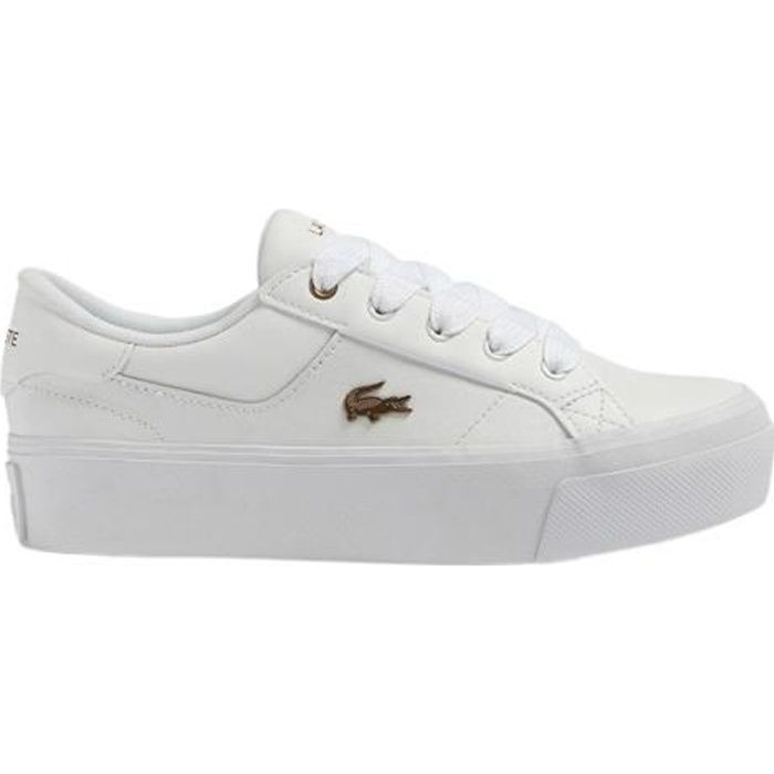Baskets Lacoste Ziane Platform Blanc Femme Blanc Cdiscount Chaussures