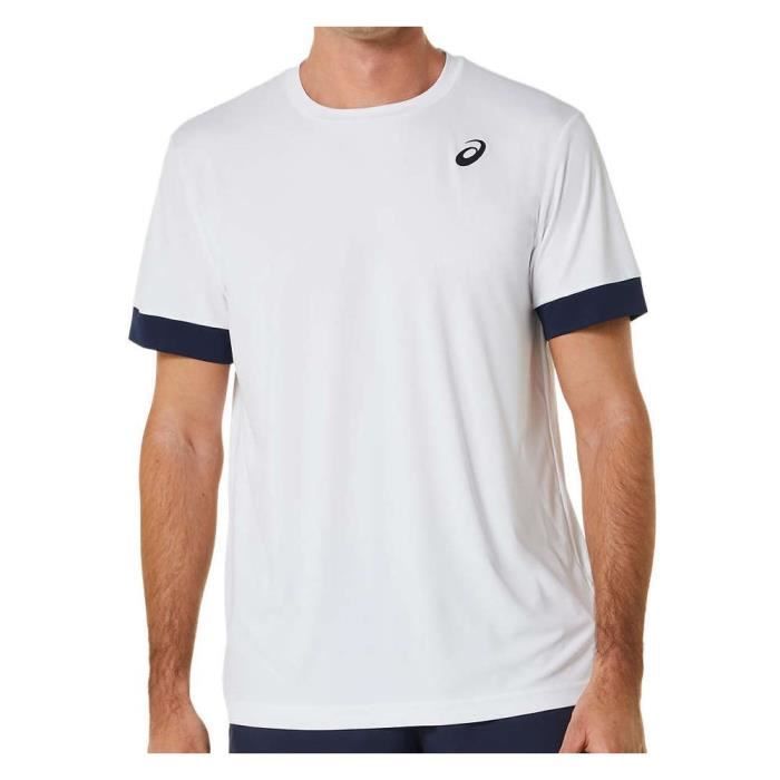 T shirt de running ASICS Court Top Blanc Homme Manches courtes Respirant