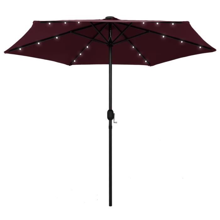 7710CHEZFR- Parasol déporté rectangulaire Anti UV Parasol de Jardin Terrasse| Parasol Haut de gamme avec LED et mât en aluminium 270