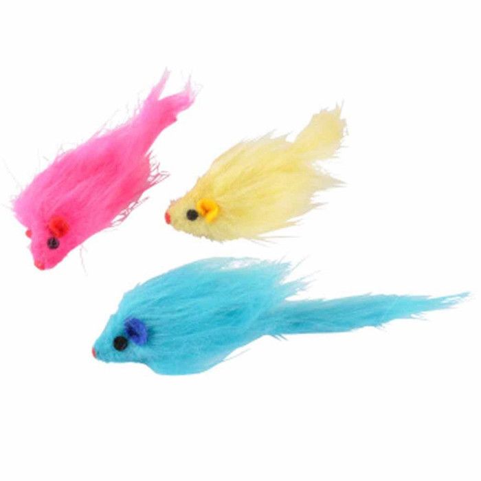 Lot de 3 Jouets pour Chat Souris 6cm Multicolore Lot de 3 Jouets pour Chat Souris 6cm Multicolore