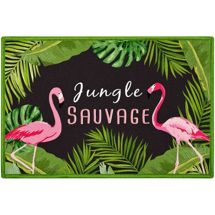 Promobo Tapis De Cuisine Décoratif Décor Jungle Sauvage Flamant Rose 50 x 80 cm 