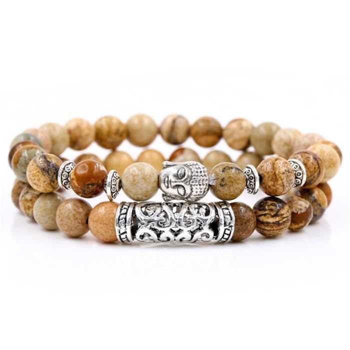 RANKEEF Lot Bracelets Perles Homme 8 Mm Œil De Tigre + Pierre De Lave + Œil De Tigre Bleu – Extensibles