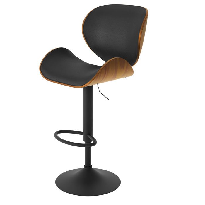 Chaise de bar réglable 63/84 cm en cuir synthétique noir - Baudoin - Maison Pavane