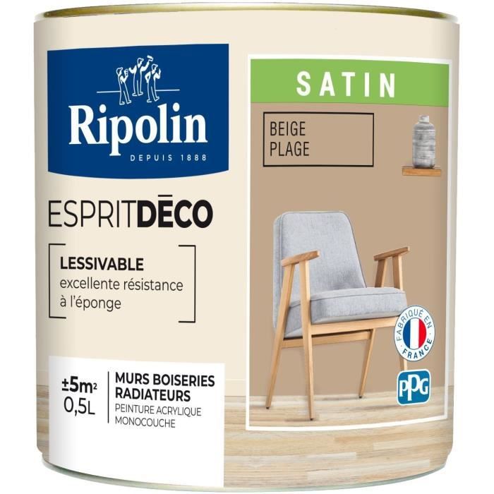 RIPOLIN - Esprit Déco Multi-supports - Beige plage - Satin - 0,5L