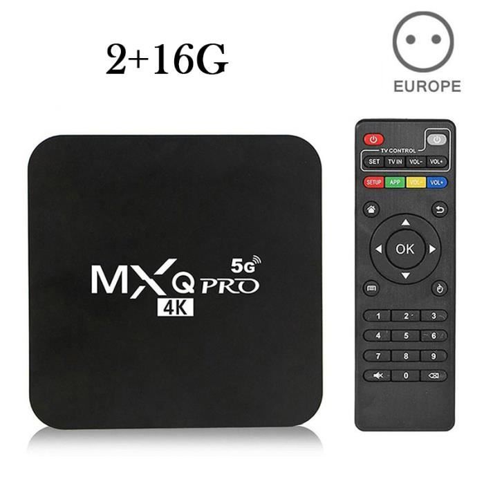 2+16G Décodeur TV réseau domestique, décodeur TV 4K, lecteur multimédia domestique WiFi, avec télécommande