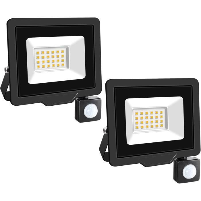 Projecteur LED extérieur avec détecteur 20W (lot de 2) - Ambiance LED