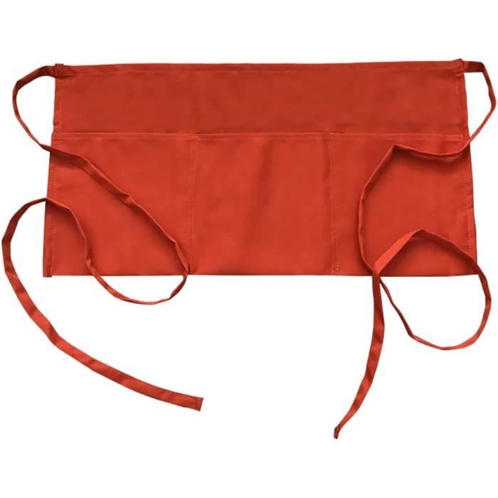 Tablier De Serveur Court Noir - 3 Poches, Coton/polyester | Pour Restaurant, Bar, Cuisine à La Maison