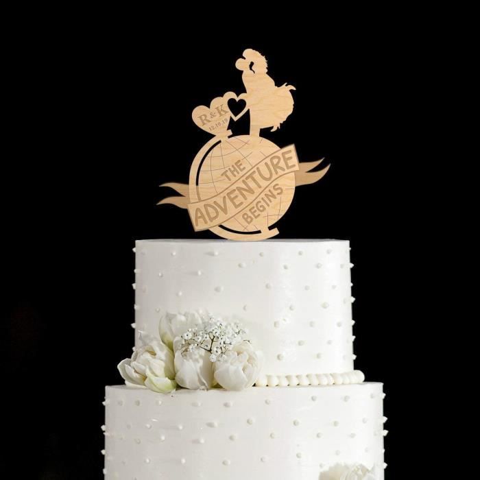 Decoration De Gateau De Voyage The Adventure Begins Adventure Cake Topper Unique Wedding Cake Topper En Bois Decoration Cdiscount Maison