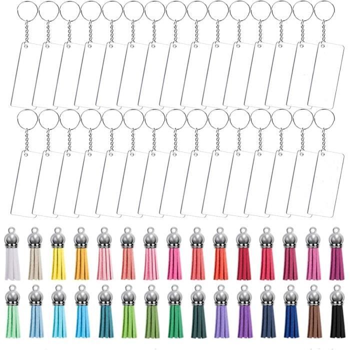 Porte-Clés Rose Avec Chaîne à Pompons Et Perles - Style Bohème Fleuri - Accessoire Sac Ou Clés