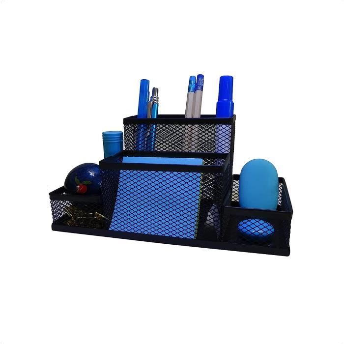 Porte-stylo Mural En Métal Grillage - Organisateur De Bureau 10x9x4 Cm Avec Crochets - Pour Stylos, Ciseaux, Accessoires - Design Épuré