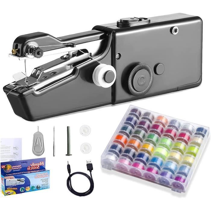 Outbit Mini machine à coudre pour débutants, 12 points, double fil, multifonction, pour enfants, alimentation électrique et à piles, lumière LED